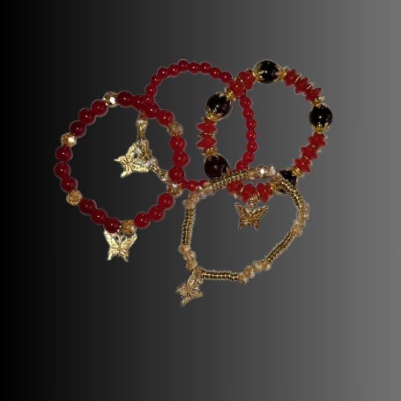 Set Bracelets à Breloques Papillons Bijoux Fantaisies Tendances – 4 Pièces