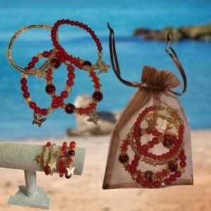 bracelet rouge 4 pièces