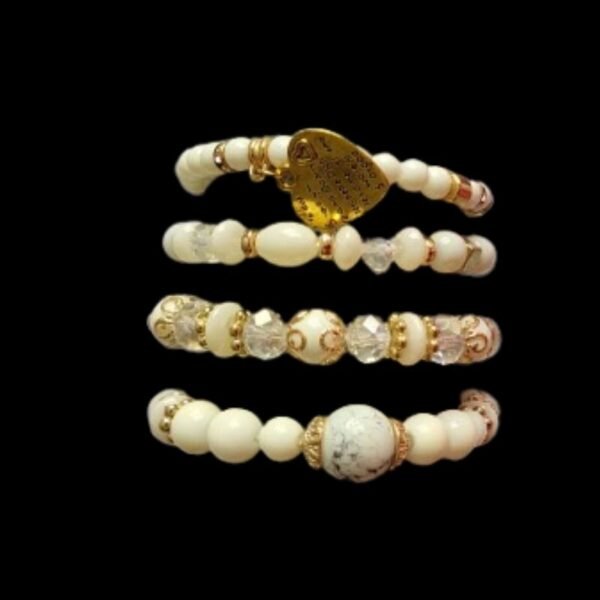 Set Bracelets avec Charms Cœur Coloré, Style Bohème Blanc – Empilable