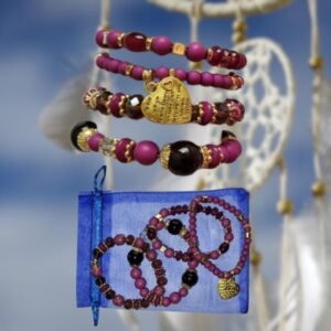 Set Bracelets Bohème avec Charms En Forme de Cœur et Strass – Multicouche