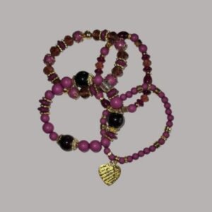 Set de bracelets prune bohème multicouche