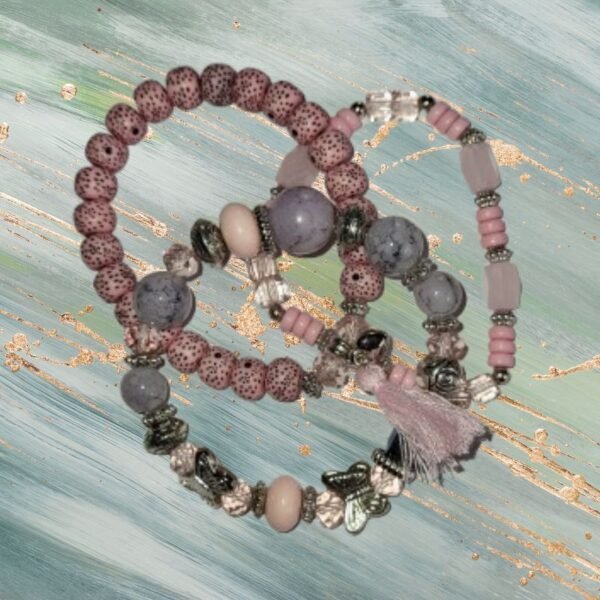 Set Bracelets Papillons à Franges Pendentif en Forme de Cœur – 3 Pièces