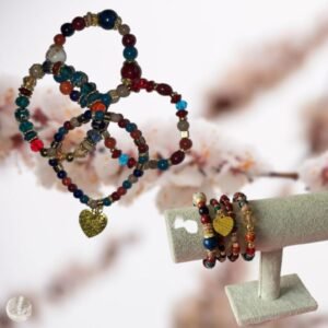 set bracelet cœur strass