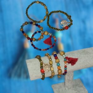 bijou fantaisie perles bois motif arbre de vie