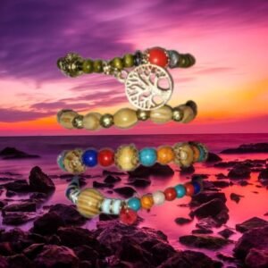 bracelet perles bois multicolore arbre de vie