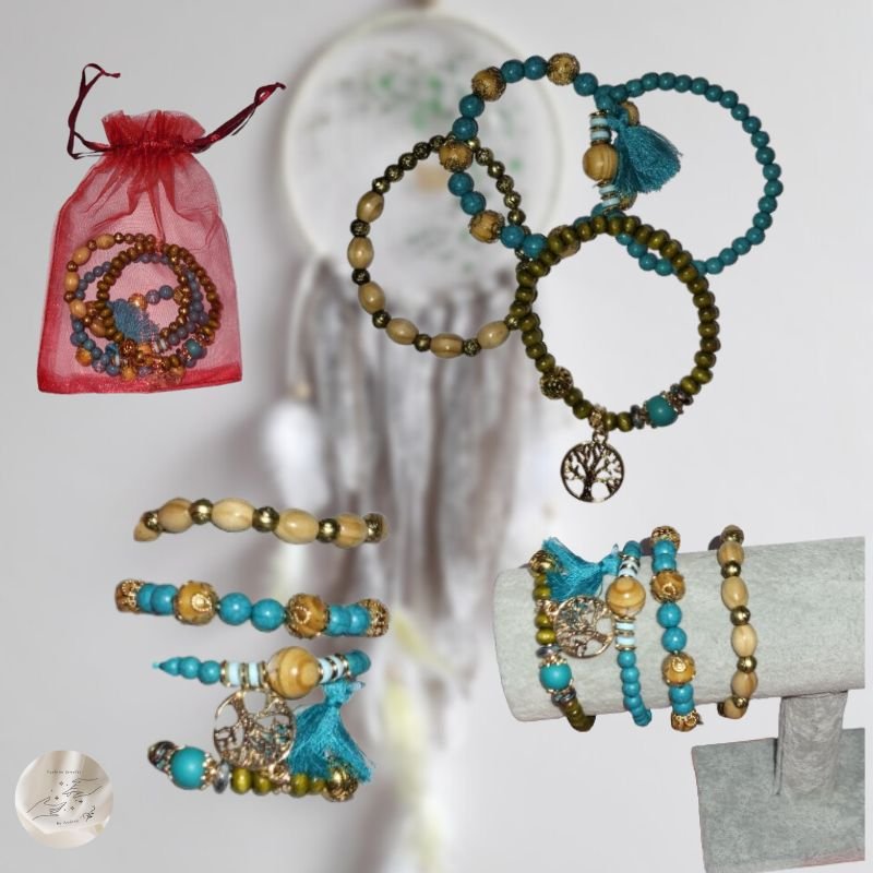 bracelet perles bois femme