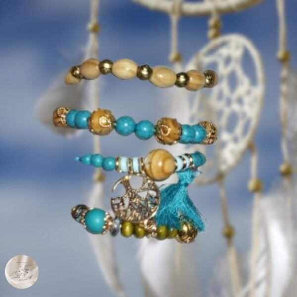 Set Bracelets Perlés en Bois