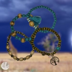 Set Bracelets Perlés en Bois